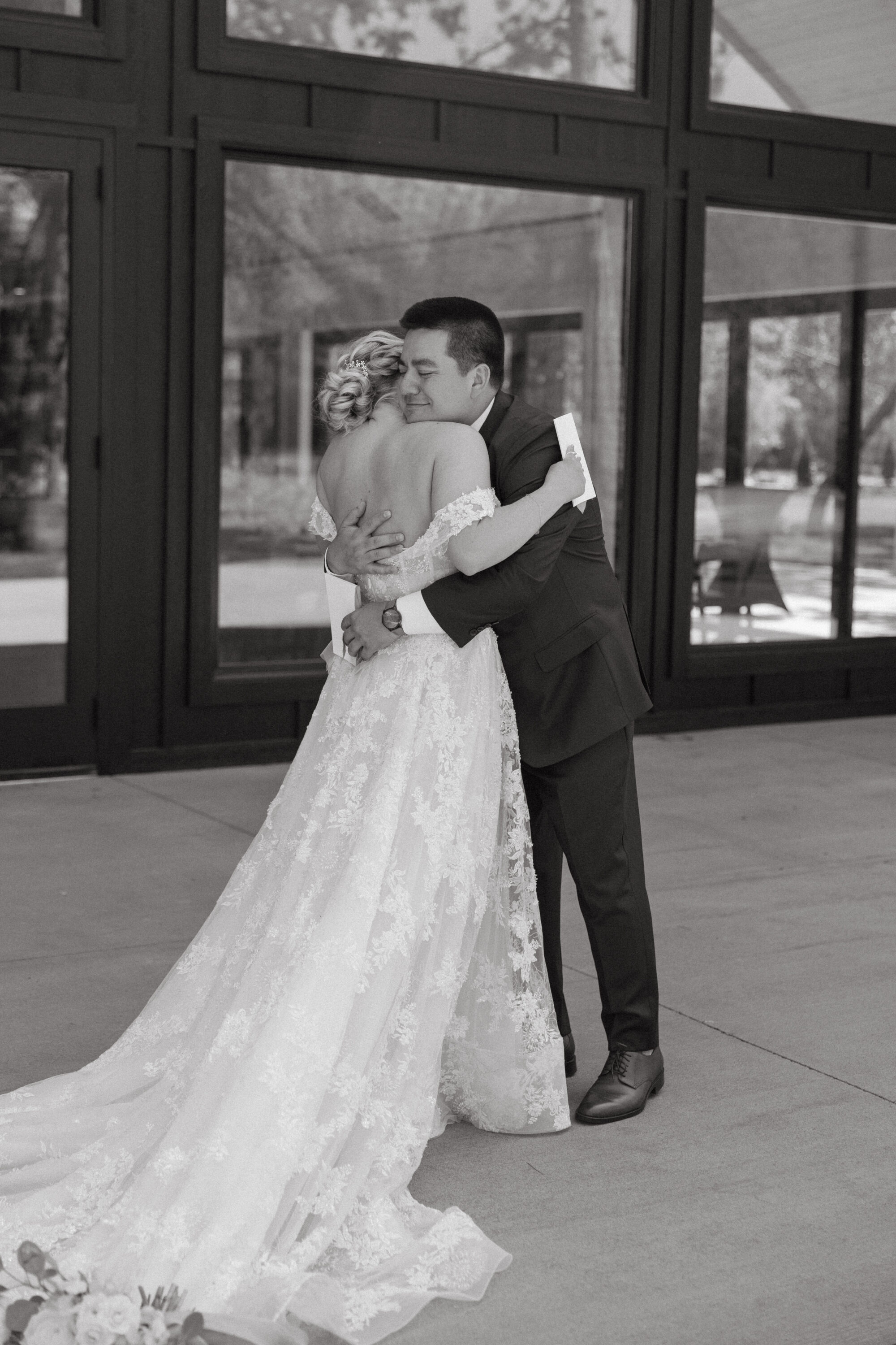 Lapointe Events Venue, real wedding shot by Jenna Swanson Photography
Bride & groom exchanging their first look