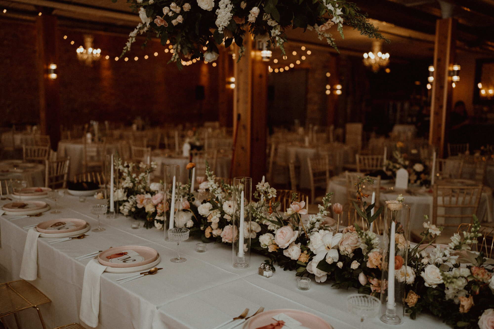 Indoor detail shot of reception space at the 3 Ten Event Venue in Faribault, MN.